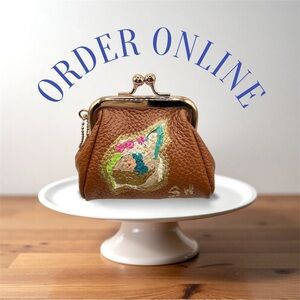 Hand painted Leather Coin Purse By International Artist Shelly Hill | Oyster Art